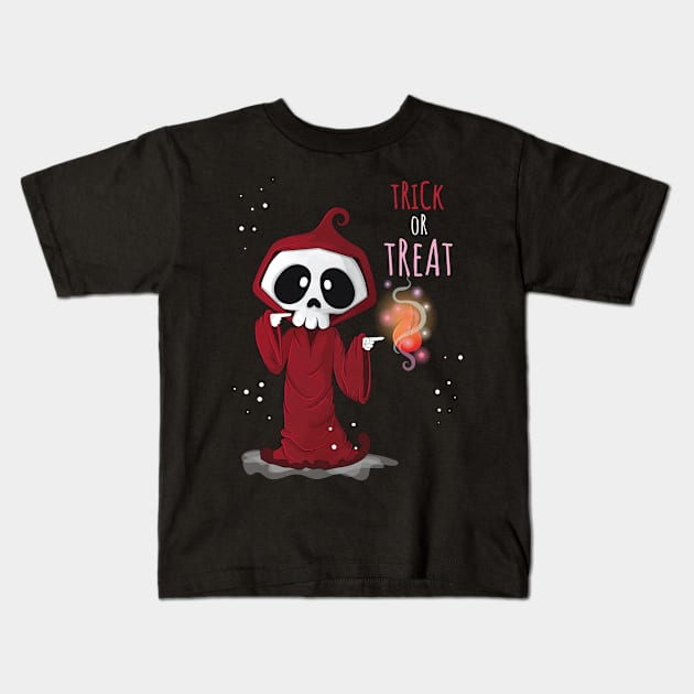 Cute reaper happy Halloween Kids T-Shirt by Thumthumlam